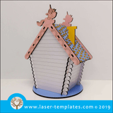 Laser cut template for 3D 3mm Unicorn Cupcake House