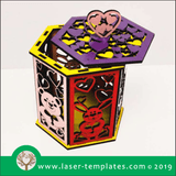 Laser cut template for 3D 3mm Valentine's Day Hexagon Box