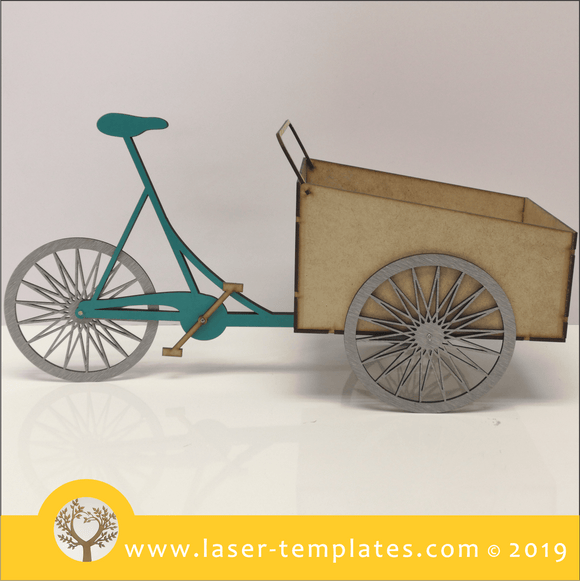 Laser cut template for 3D Bicycle and carry box