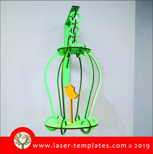 Laser cut template for Bird 3D Cage with Branch