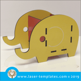 Laser cut template for 3D Kids Elephant Pencil Box and Cellphone holder