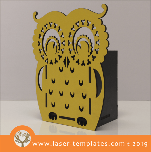Laser cut template for 3D Kids Single Owl box