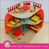 Laser cut template for 3D Open Wall Doll House with Furniture - Basic and Deluxe - 2 for 1 Combo