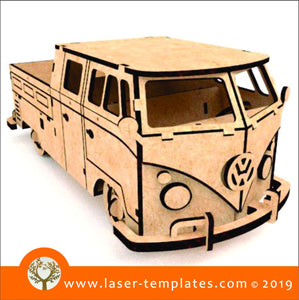 Laser cut template for 3D VW Hippy Pickup Bus