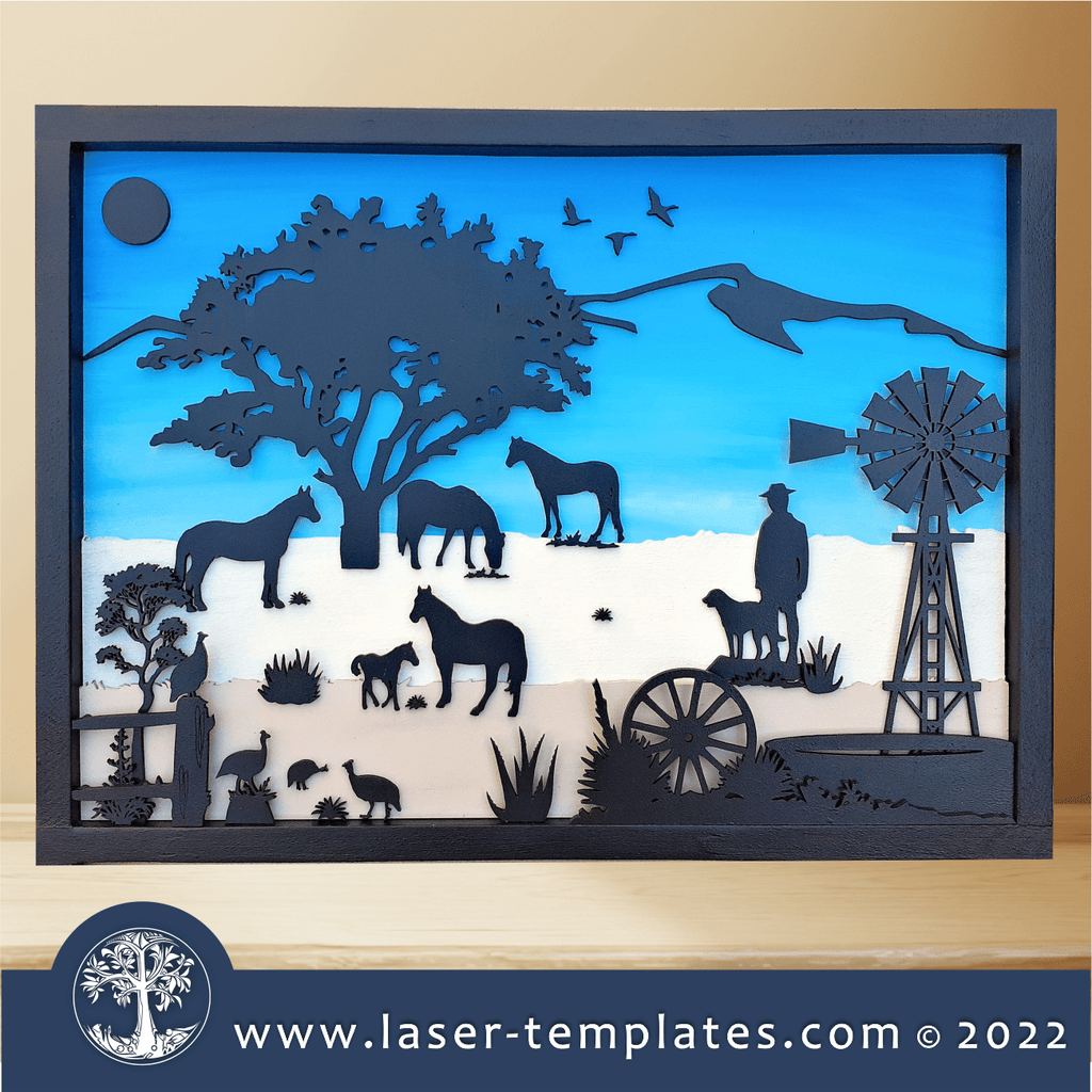 3D Wall Art Horses 2 Laser Ready Templates