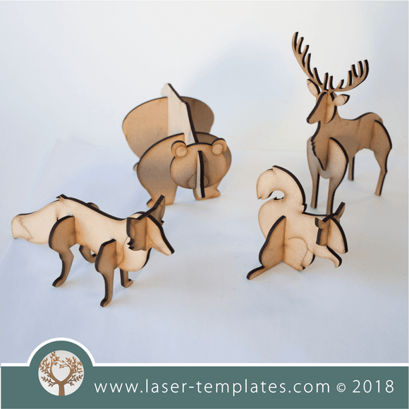 3mm 3D Forest Animals - set of 4