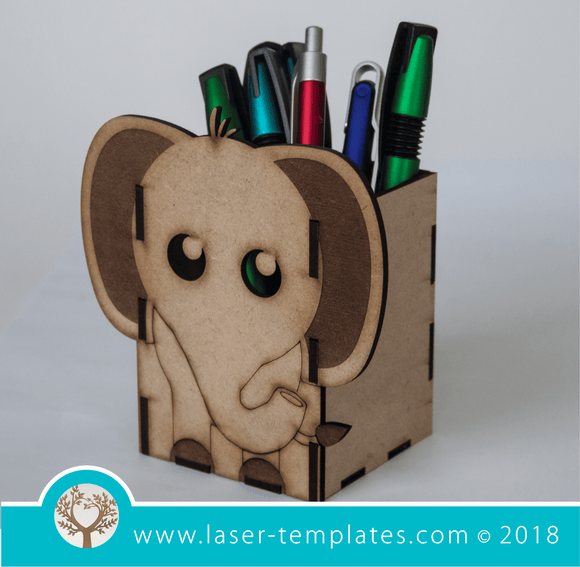 Laser Cut 3mm Elephant Pencil Holder Template. Buy designs online