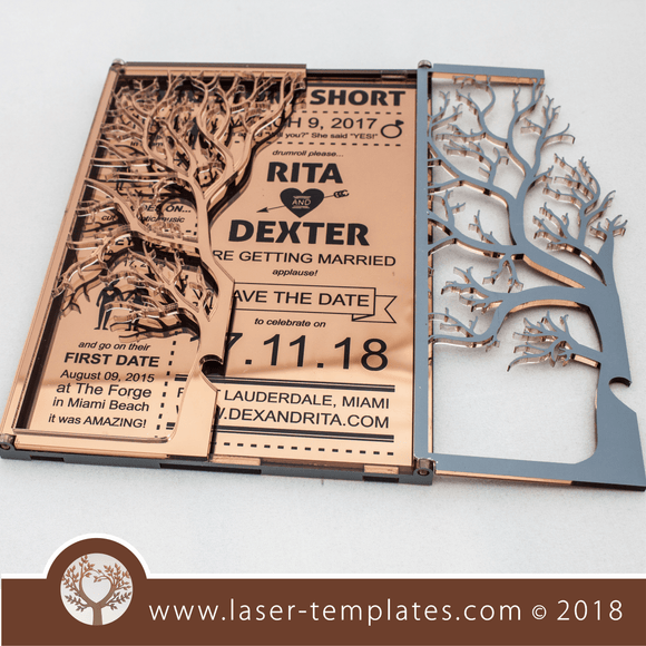 Laser Cut 3mm Folding Tree Card Template. Buy designs online