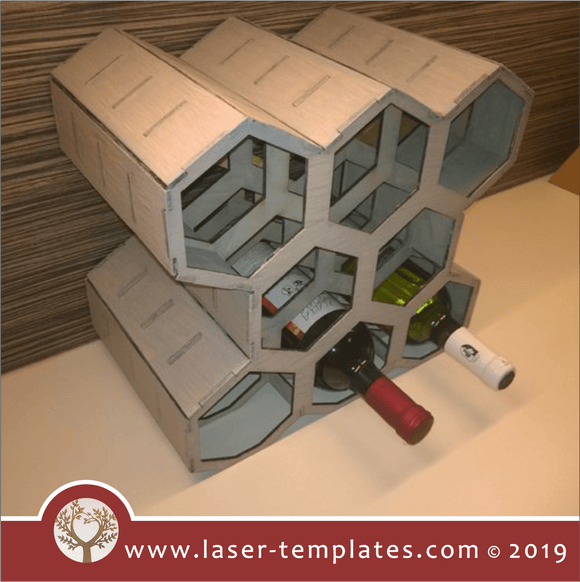 Laser cut template for Hexagon wine rack
