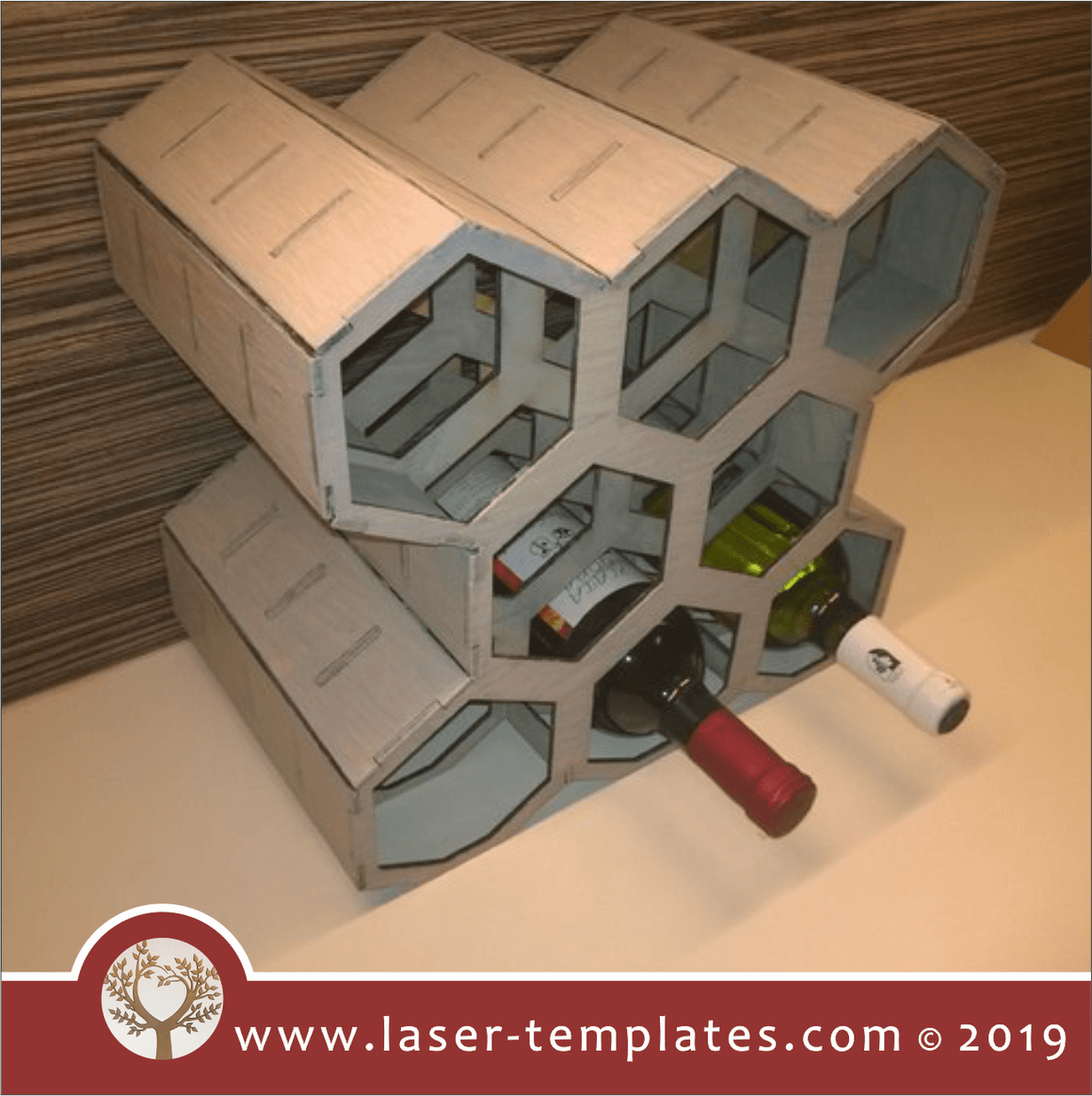 Laser cut template for Hexagon wine rack Laser Ready Templates