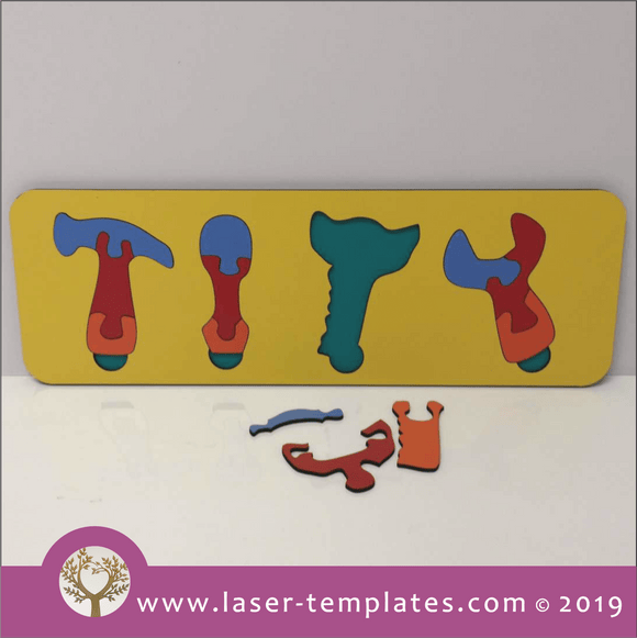 Laser cut template for 3mm Kids Toy Tool Puzzle