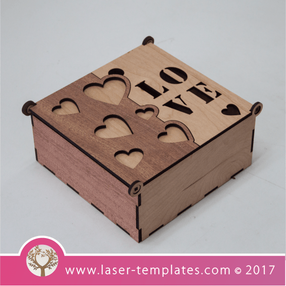 Love Heart Wooden Box template for laser cutting, search 1000's 