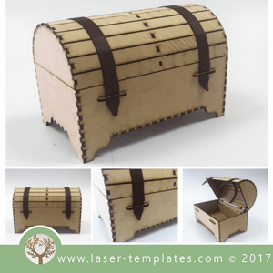 Treasure Chest laser cut 3mm or 6mm template. Online Vector design store, download free patterns every day