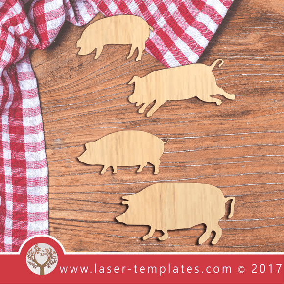 Laser Cut 4 Pigs Template, Download Laser Ready Vector Designs.