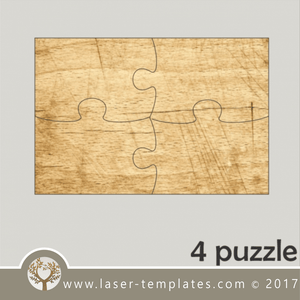 4 puzzle template, laser cut pattern. Single line cut design. Online store, free designs every day.