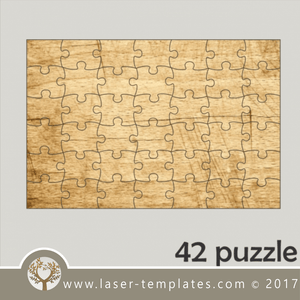 42 puzzle template, laser cut pattern. Single line cut design. Online store, free designs every day.