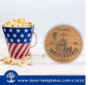 Laser Cut Ready Template for 4th of July Coaster 1