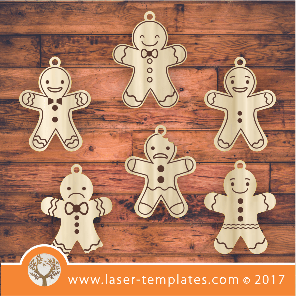 5 Gingerbread Men Keyrings – Laser Ready Templates