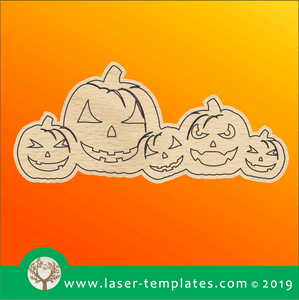 Laser cut template for 5 Halloween Pumpkins
