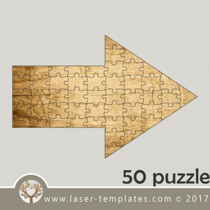 Laser cut arrow puzzle template. 50 puzzle pattern, Single line cut design. Online store, free designs every day.