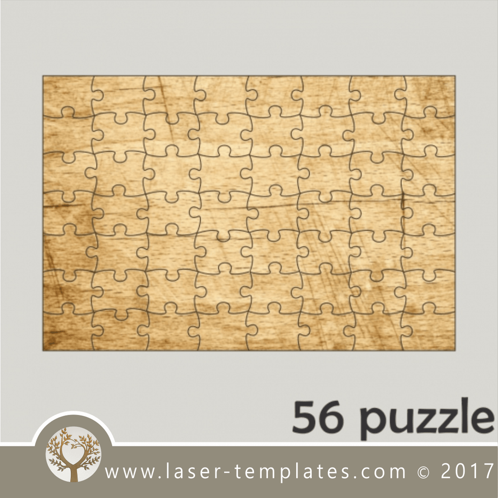 56 puzzle template, laser cut pattern. Single line cut design. Online ...