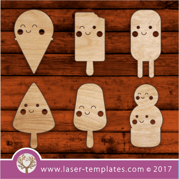 Laser cut funny cute ice creams, search 1000's of templates online