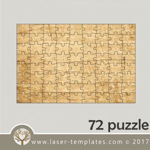72 puzzle template, laser cut pattern. Single line cut design. Online store, free designs every day.