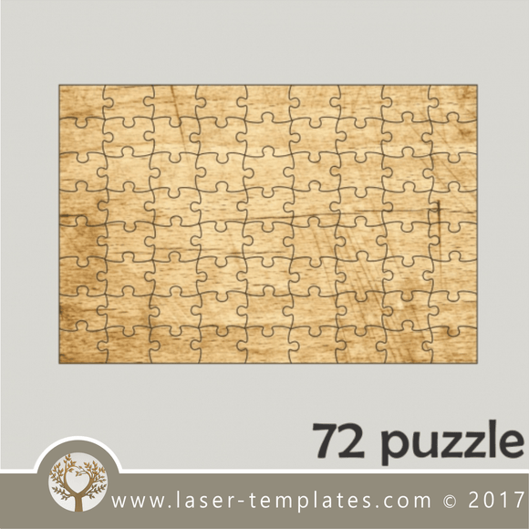 72 puzzle template, laser cut pattern. Single line cut design. Online store, free designs every day.