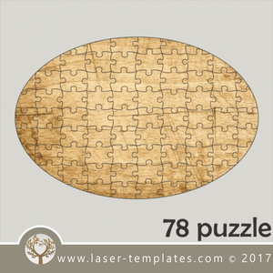 78 puzzle template, laser cut oval shape puzzle pattern. Single line cut design. Online store, free designs every day.