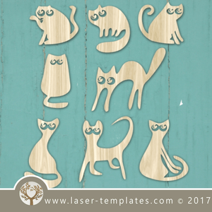 Cats templates laser cutting. Biggest online store for laser cut patterns. Free laser cut designs every day. 8 Silly cats!.