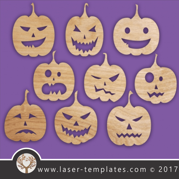 fun halloween pumpkin template set, online laser cut designs download.