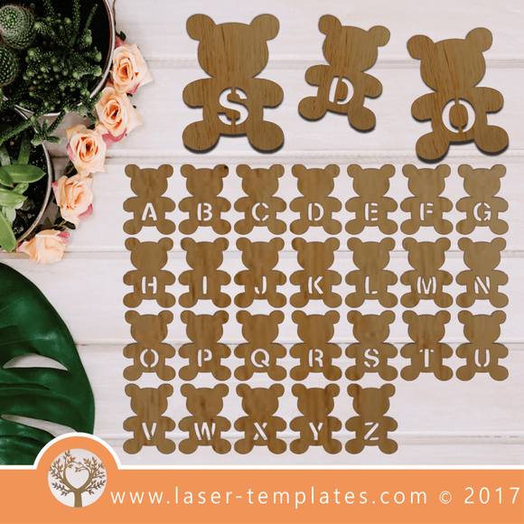 Laser Cut ABC Bears Template, Download Laser Ready Vector Designs.