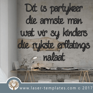 Laser Cut Afrikaans "Armste Man" Wall Quote, Download Vector Designs.