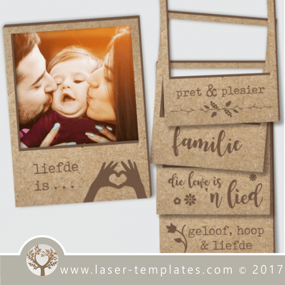 Afrikaans Polaroid Frame Template for laser cutting and engraving. 