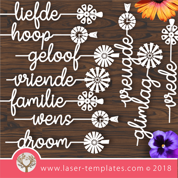 Afrikaans Word Windmill Set of 10