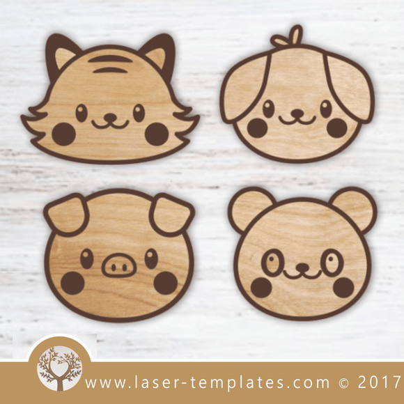 Animal faces template download. Online store for Laser templates.