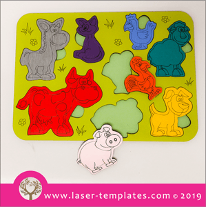 Laser cut template for Animal Puzzle for Kids