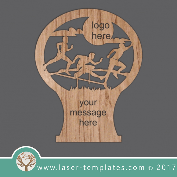 Tennis sport trophy template for laser cutting, Online designs for sale.