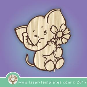 Baby elephant template, online design store for laser cut patterns.