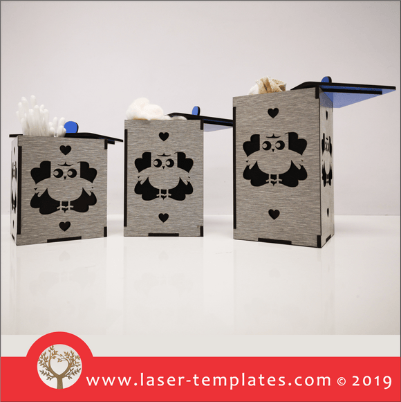 Laser cut template for Baby Room Owl Decor 3 Pot Set
