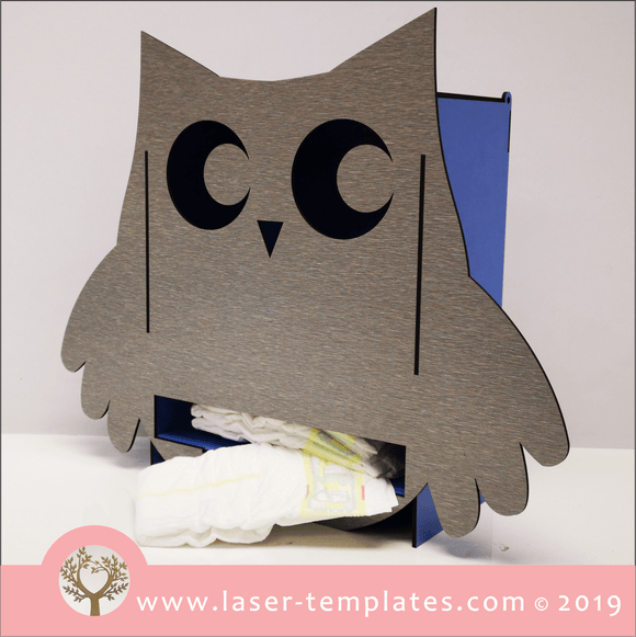 Laser cut template for Baby Room Owl Decor Nappi Dispenser