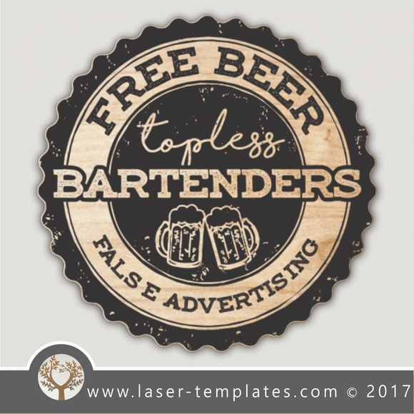 Funny Bar sign template for laser cut and engraving. Online design store,