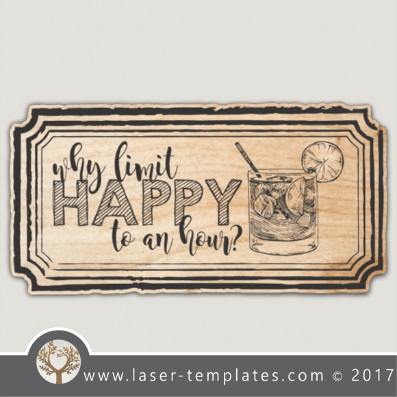 Funny Bar sign template for laser cut and engraving. Online design store, 