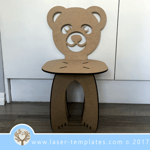 Laser cut Bear Kids Chair Template, download vector design patterns.