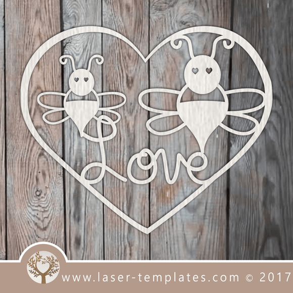 Heart template laser cut online store, free vector designs every day. BEE Mine.