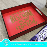 Laser cut template for Best Mom Tray. Interior and exterior design décor, Mothers Day gift, birthday present or add to your product catalog and perfect for Christmas as well or any occasion really. Cut out of 3mm wood, hardboard or acrylic.  You can add and remove elements or personalize the design.   The size is as follows:  180 x 150mm  WinZIP file contains the following VECTOR files: AI, EPS, SVG, DXF, CDR  KINDLY NOTE! This is a digital product send via email. No physical products will be sent to you.