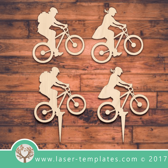 Bicycle cake toppers. Bike laser cut template design.