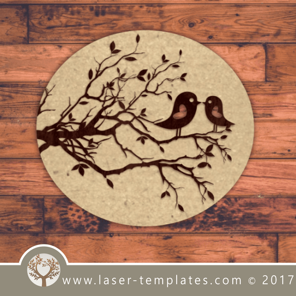Bird engraving template for lasers. Online store for laser cut patterns. Free laser cut designs every day. Bird Coaster.
