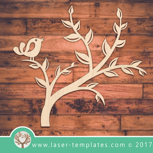 Bird On A tree Branch Laser Template. Download Vectors.