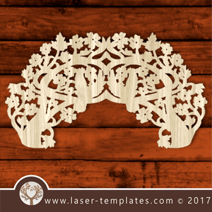 Bird and flower frame template for laser cutting